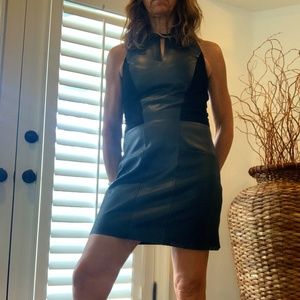 Maje Leather Mid-Length Dress Black Size 3